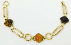 Vintage Gold-Filled Gemstone Scarab Bracelet