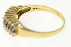 10K Yellow Gold Tiered Squared Syn. Sapphire Cubic Zirconia Ring