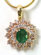 Classy Emerald & Diamond Necklace in 14KT Yellow Gold