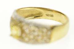 10K Yellow Gold Round Citrine Diamond Lattice Statement Ring