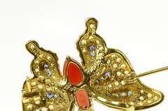 18K Yellow Gold Pave Yellow & Blue Sapphire Diamond Butterfly Pendant