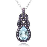 Sterling Silver Blue Topaz & Amethyst Twist Teardrop Necklace