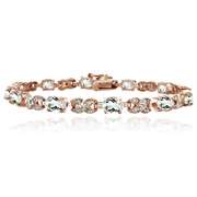 Rose Gold Tone 7.15ct White Topz & Diamond Accent X & Oval Bracelet
