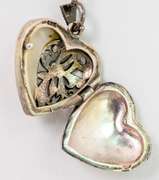 Mother of Pearl & Marcasite Heart Locket in Sterling Silver