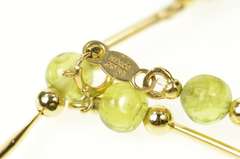 14K Yellow Gold 4.6mm Peridot Beaded Bar Link Chain Necklace