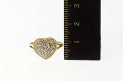 10K Yellow Gold Pave Diamond Domed Heart Love Promise Ring