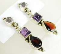 Sterling Silver Amethyst & Garnet Earrings
