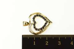 10K Yellow Gold Classic Sapphire Diamond Accent Heart Pendant