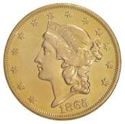 1865 $20.00 Liberty Head Gold Double Eagle - CHOICE