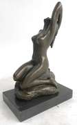 Sexy Lady Sits on Rock Bronze Sculpture