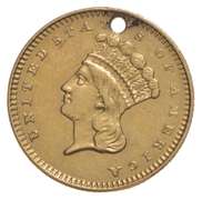 1860-S Indian Princess Head Gold Dollar - Holed
