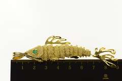 18K Yellow Gold Green Agate Elaborate Fish Statement Pendant