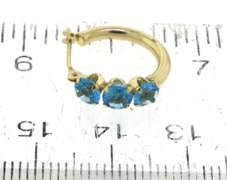 Stunning Yellow Gold Blue Topaz Hoop Earrings