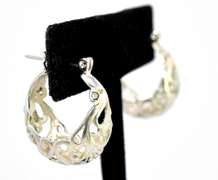 Lovely Filigree Hoop Earrings in Sterling Silver