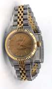 Ladies Two Tone Datejust Rolex with Gold Dial