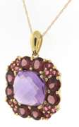 Charming Amethyst and Tourmaline Pendant on Chain