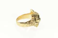 10K Yellow Gold Roaring Lion Ruby Diamond Tiger Statement Ring