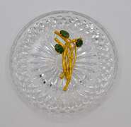 Vintage Signed Charles Reis Co. 12 KGF Bamboo Branches Brooch With Jade Stones