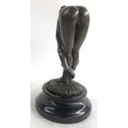 Nude Girl Bending Bronze Figurine