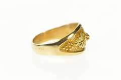 10K Yellow Gold Rounded Black Hills Leaf Statement Band Ring