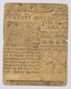 1758 Colonial Delaware 20 Shillings Note