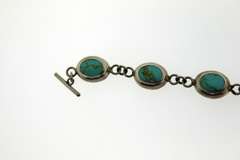 vintage Sterling Silver Turquoise Link Bracelet