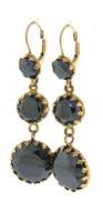 Vintage 14kt YG Round Hematite Drop Earrings