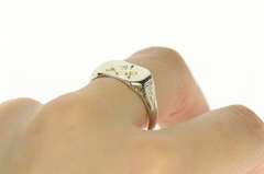 14K White Gold Masonic Compass Square Art Deco Men's Ring
