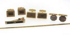 Costume 3 Pairs of GF Cufflinks, Tie Clip and Chain