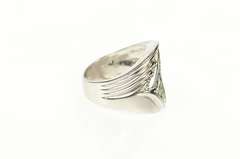 14K White Gold Diamond Emerald Ruby Sapphire Wavy Ring