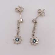 14kt Gold, Blue Sapphire, & Diamond Earrings