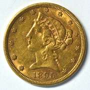Very scarce 1895-S US $5 Liberty Gold Piece. Nice