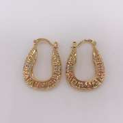 Fancy Italian 18kt Gold Plated Filigree Tricolor Hoop Earrings