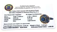 Amazing Star Sapphire & Diamond Filigree Ring in Anodized Sterling & Vermeil