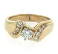 Charming Yellow Golod Diamond Bypass Engagement Ring