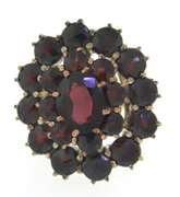 Charming Yellow Gold Garnet Cluster Ring