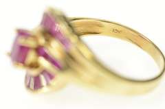 10K Yellow Gold Natural Ruby Encrusted Swirl Statement Ring