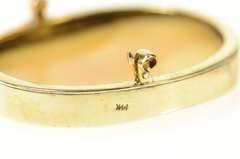 14K Yellow Gold Victorian Ornate Carved Lady Shell Cameo Pin/Brooch