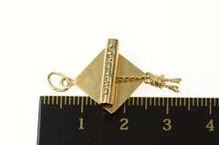 14K Yellow Gold 3D Graduation Cap Graduate Diploma Charm/Pendant
