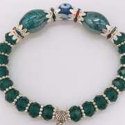 Hand Painted Beaded & Evil Eye Bracelet