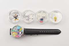 2015 Canada $20 Looney Tunes Fine Silver 4 Coin & Watch Set Box & COA