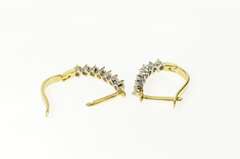 14K Yellow Gold Oval Diamond Classic Lever Back Hoop Earrings