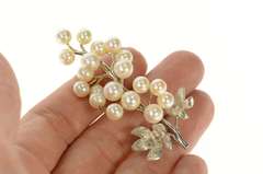 14K White Gold Pearl Branch Cluster Natural Motif Statement Pin/Brooch