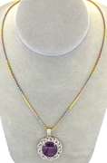 Adorable Massive 16.00CTS Cabochon Cut Natural Star Ruby & White Sapphire Halo Necklace in Vermeil