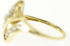 10K Yellow Gold Classic Diamond Wavy Zig Zag Bypass Ring