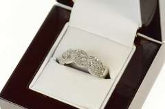 10K White Gold Pave Diamond Encrusted Braid Statement Band Ring