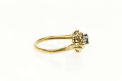 10K Yellow Gold Natural Sapphire Diamond Accent Bypass Ring