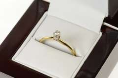 14K Yellow Gold Diamond Solitaire Classic Promise Engagement Ring