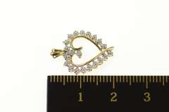 10K Yellow Gold Diamond Inset Curvy Wavy Heart Love Pendant