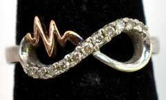 Diamond Infinity Ring with Pulse Line in 2-Tone Sterling Silver